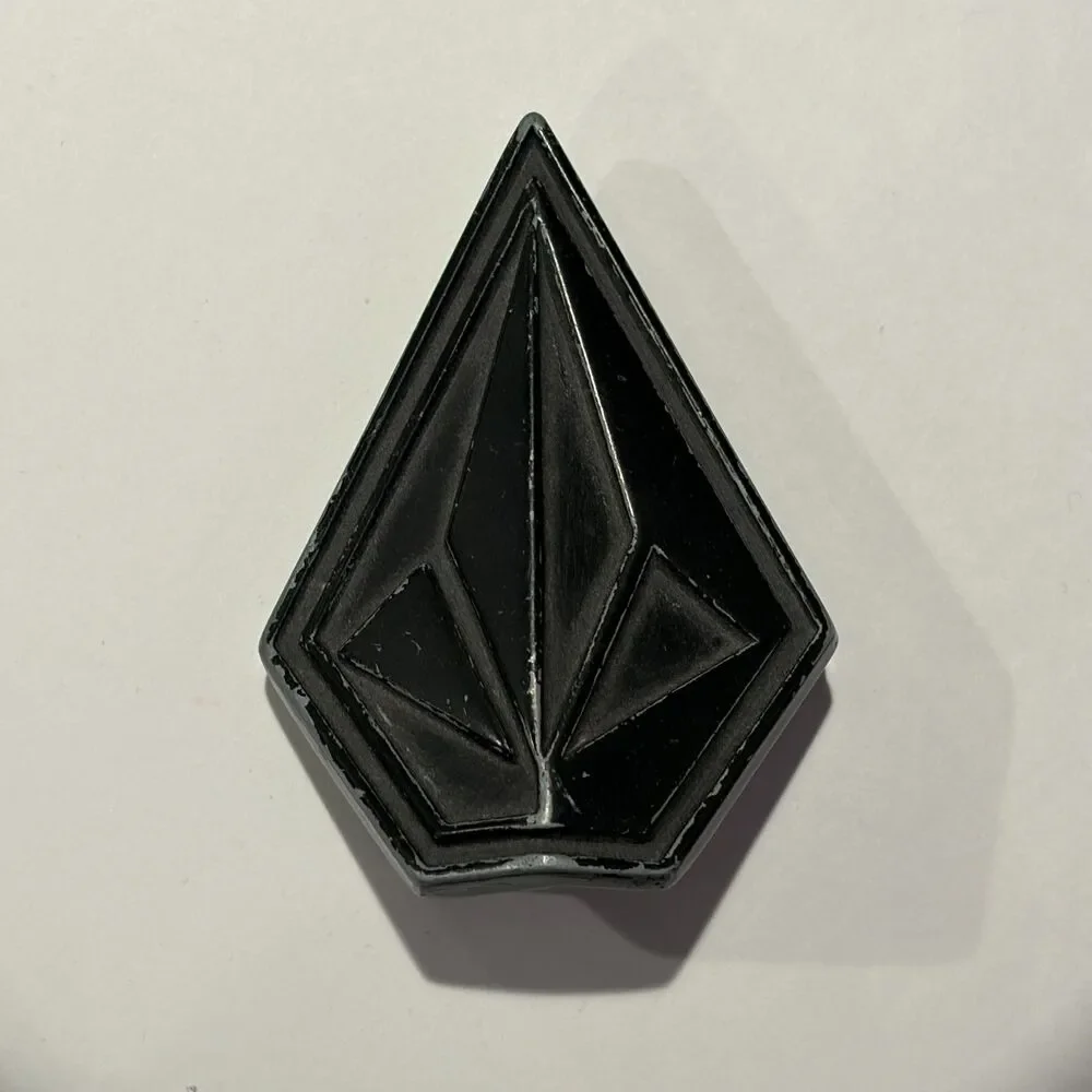RARE Vintage 00s Volcom Logo Cut Out Black Belt Buckle Skateboard Skater Y2K